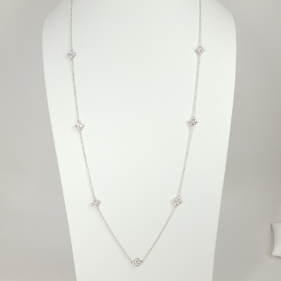 NEW Clover Pave Double Sides CZ Choker Necklace - Picture 16 of 16